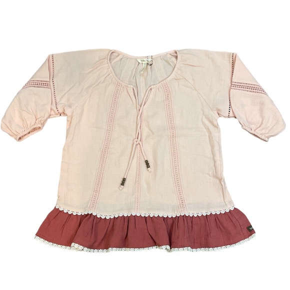 Matilda Jane Tops - Matilda Jane Call Me Cute Peasant Top Peach Pink Cotton Size Small